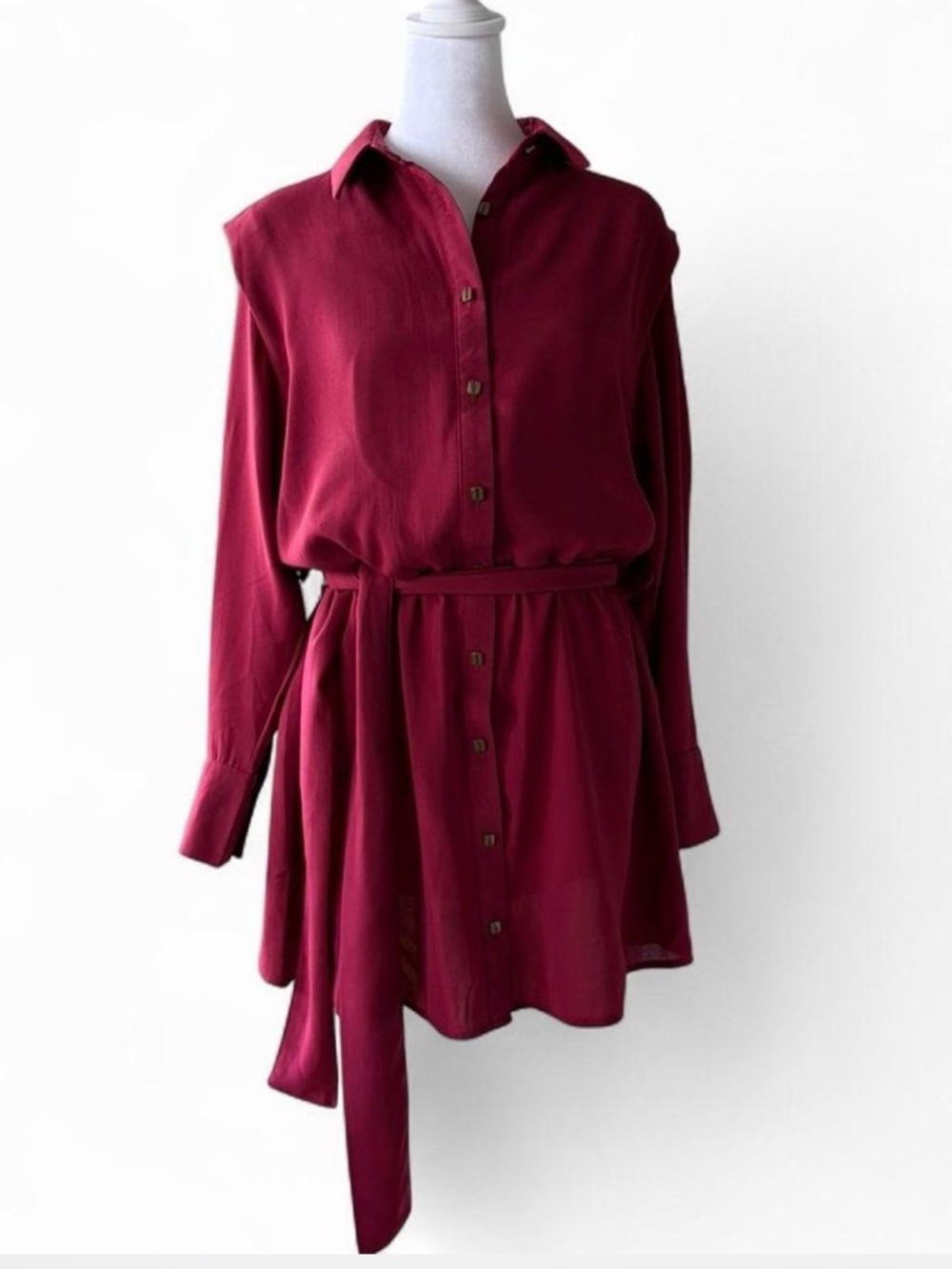 Zuri Elegant Wine Button-Down Mini Dress